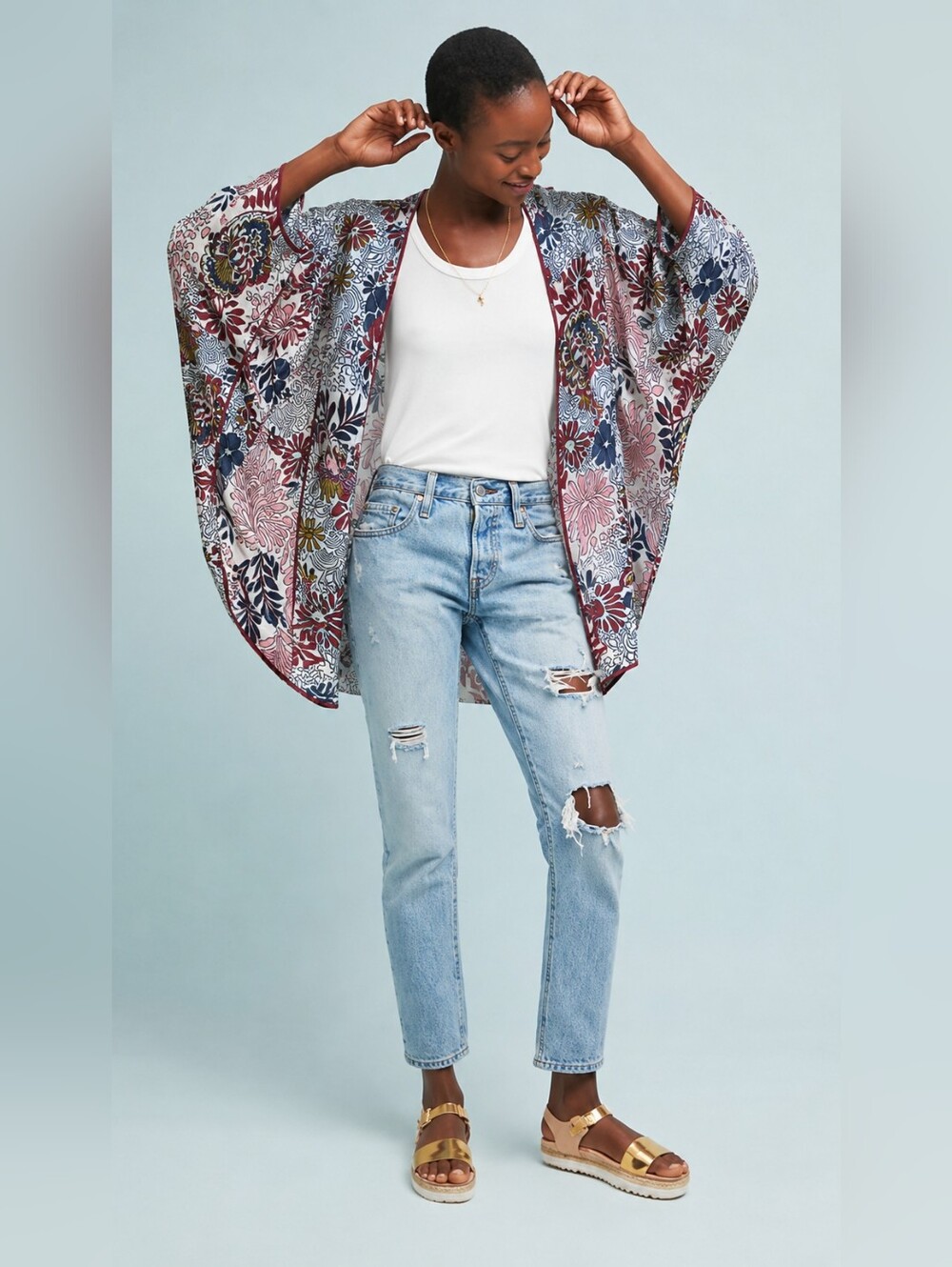 ANTHROPOLOGIE Larissa Floral Cocoon Kimono